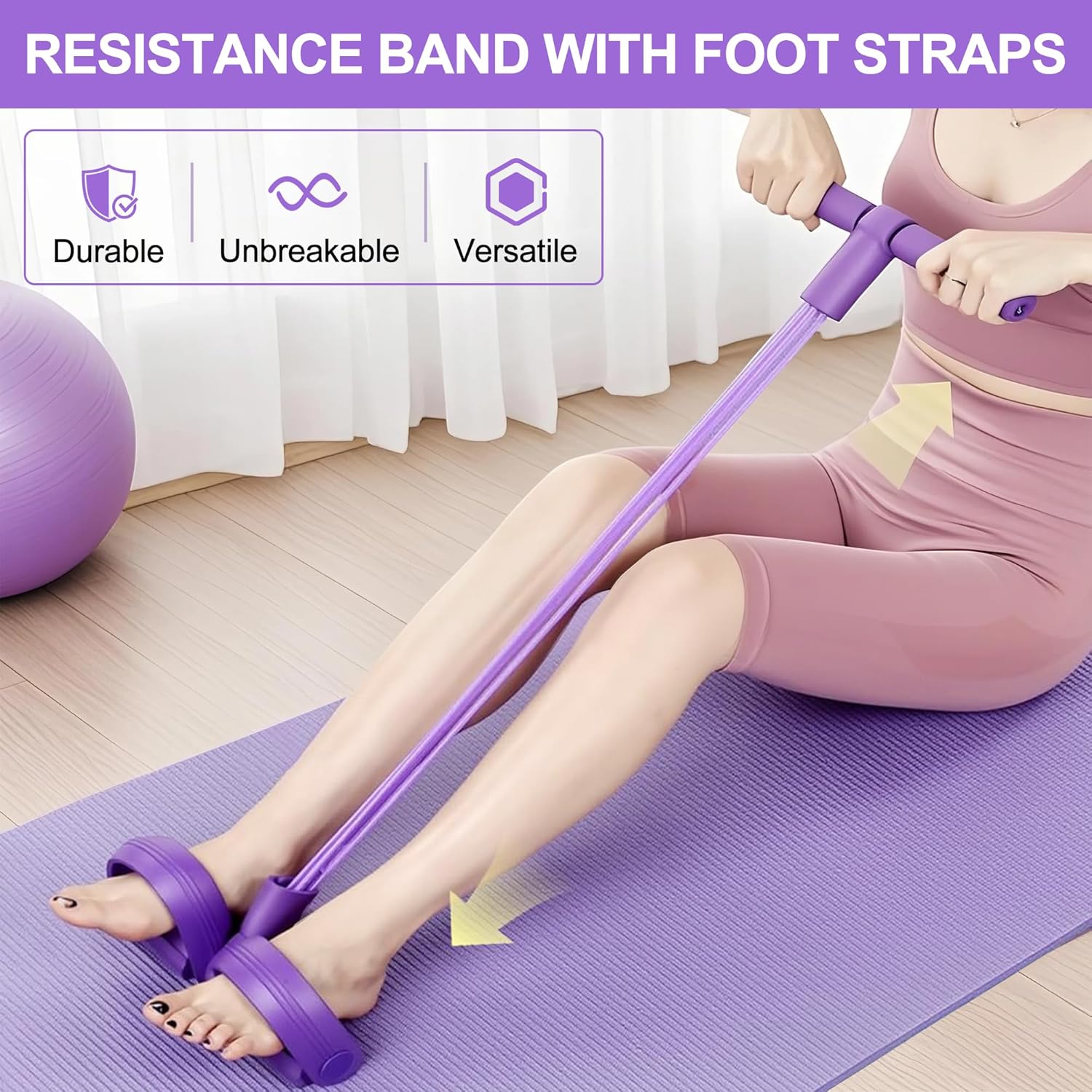 Home Gym Youtube - حبل مقاومة متعدد الوظائف بأربع أنابيب،