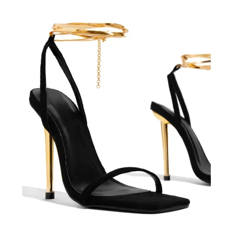 Ankle Strap Attachment - صنادل نسائية مثيرة بكعب عالٍ ذهبي