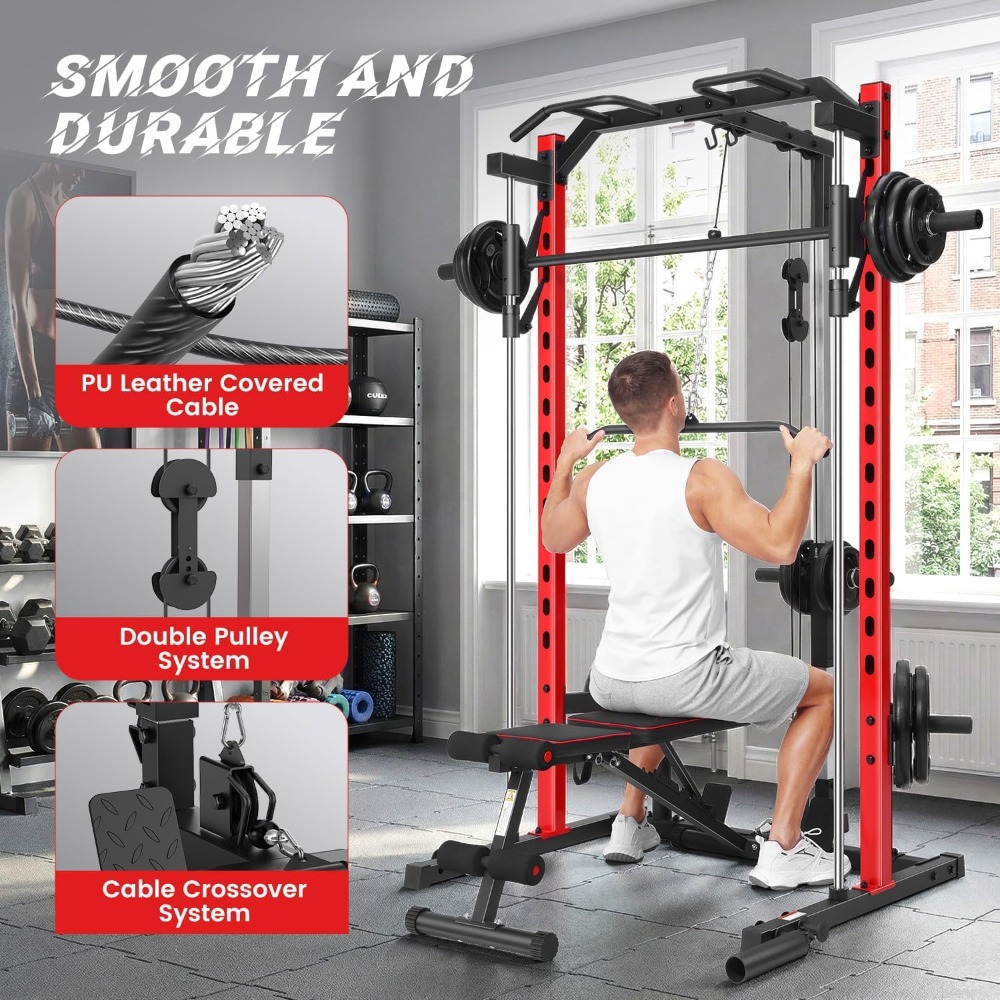 جهاز سميث متعدد الوظائف مع قضي - مراجعة Home Gym Lat Pulldown Machine وسعره