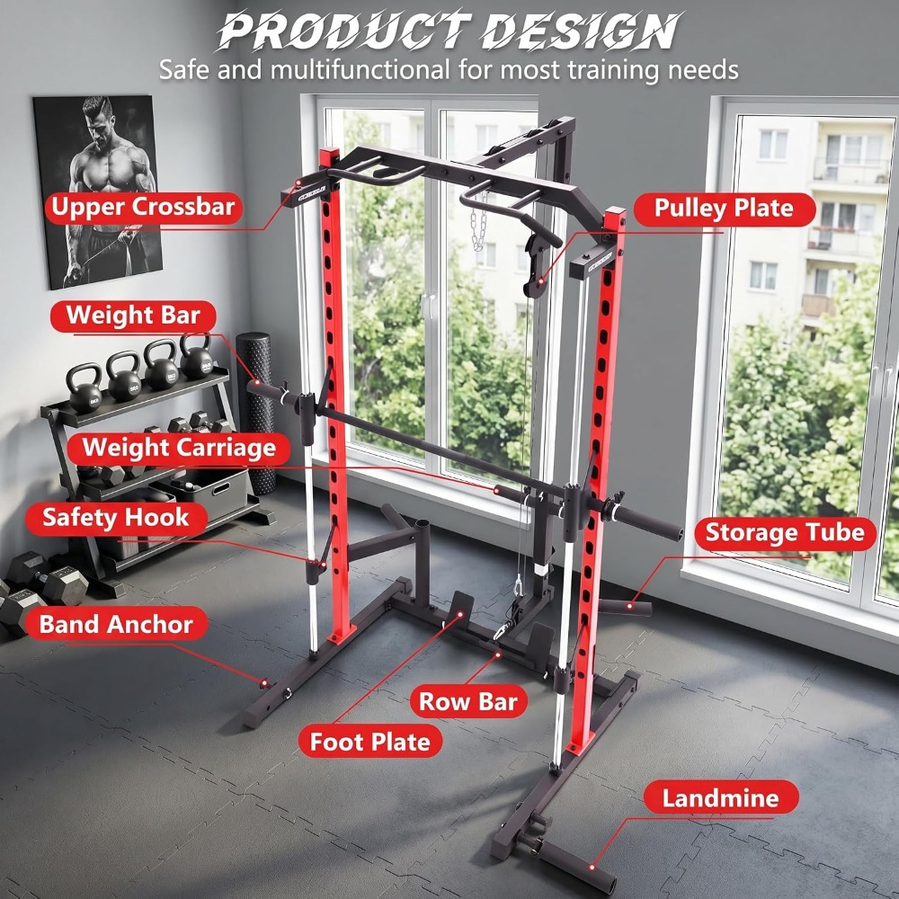 جهاز سميث متعدد الوظائف مع قضي - مراجعة Home Gym Lat Pulldown Machine وسعره